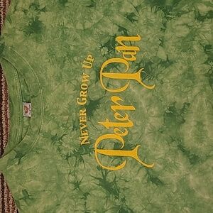 PETER PAN Sun Dog Tie Dye Green Cotton Medium‎ Mens Short Sleeve T Shirt VTG